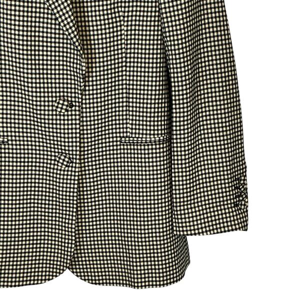Zara Black Beige Houndstooth Gingham Boxy Cut Blazer Long Sleeve Women's Sz. M-L - Picture 4 of 12